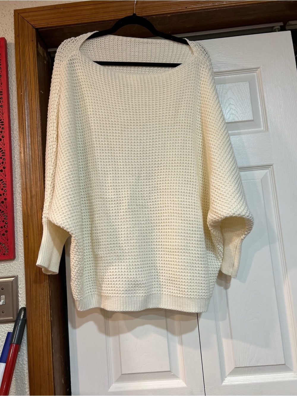 Women’s Cream Waffle-Knit Sweater